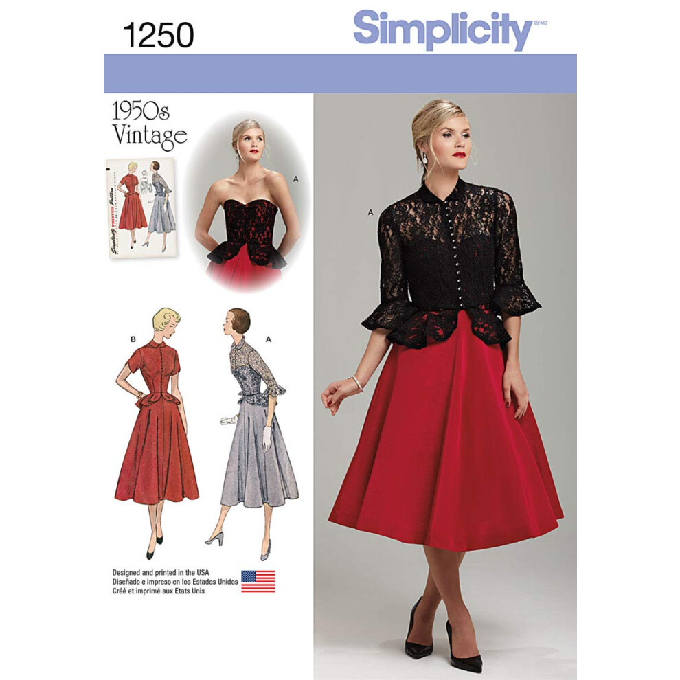 Patron vintage des ann   es 1950 Simplicity 1250 pour robe une pi   ce et veste pour femme