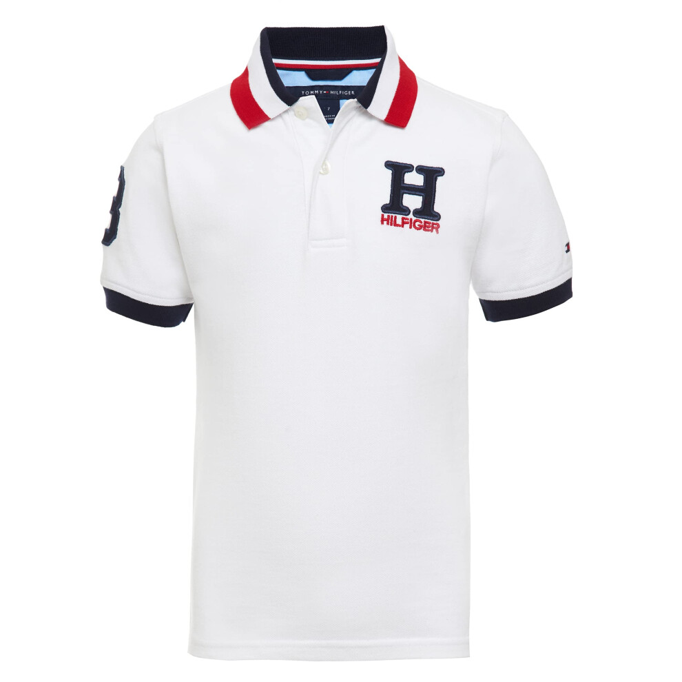 Tommy Hilfiger Boys Short Sleeve Matt Polo Shirt  White  4