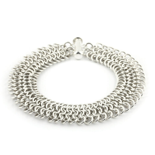 Σετ Βραχιόλι Chainmaille 4 σε 1, Ασημί