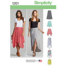 Simplicity 1201 Dames Pull-on Rokken Naaipatronen Maten 14 16 18 20 en 22.