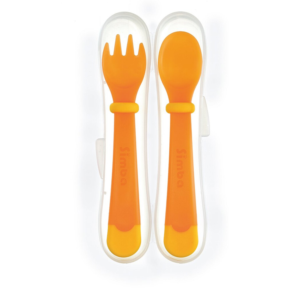 Simba Heat Sensing Spoon & Fork Set (Orange)