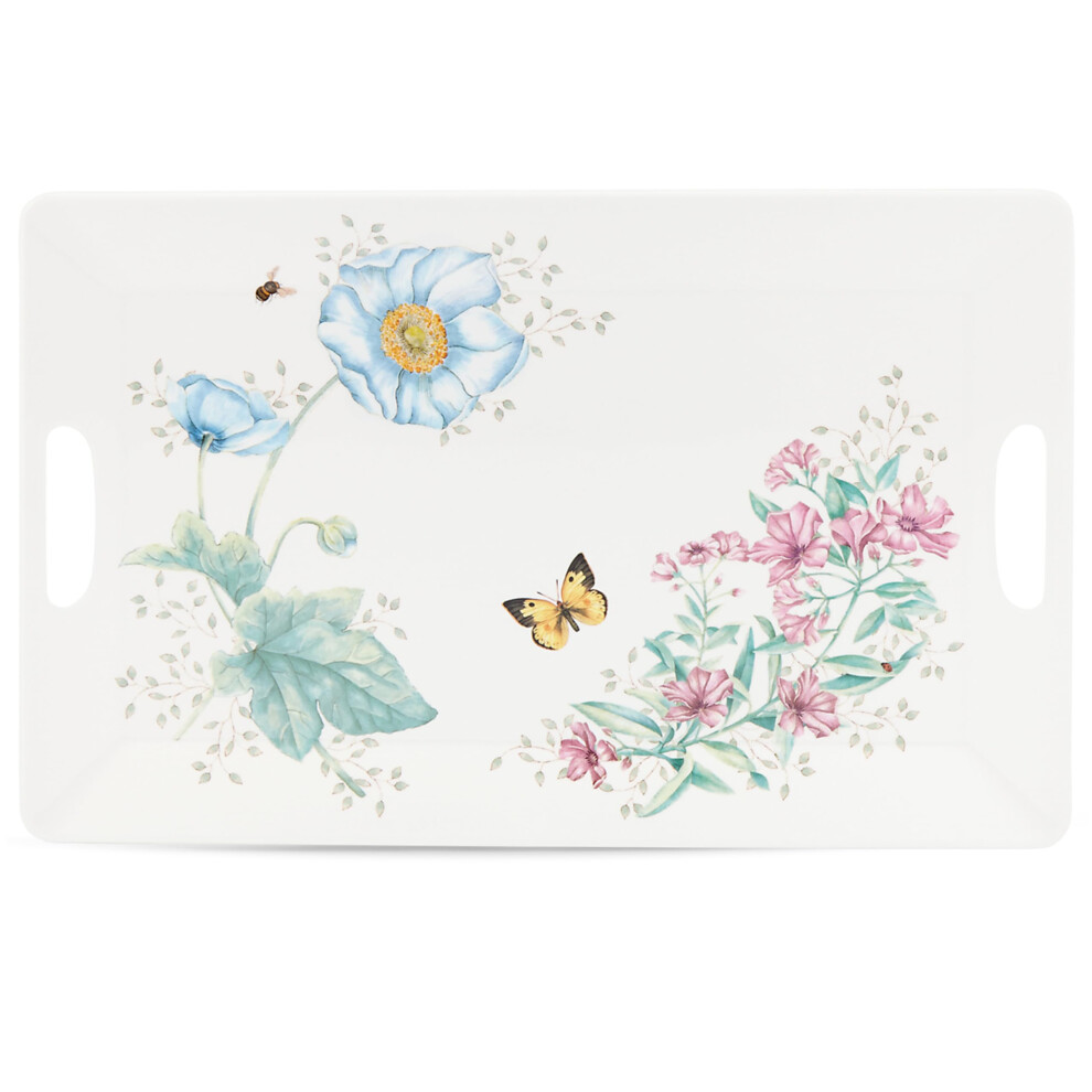 LENOX Butterfly Meadow Melamine Handled Serving Tray 1.82 LB Multi