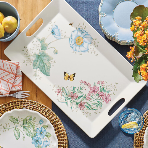 LENOX Butterfly Meadow Melamine Handled Serving Tray  1.82 LB  Multi 2