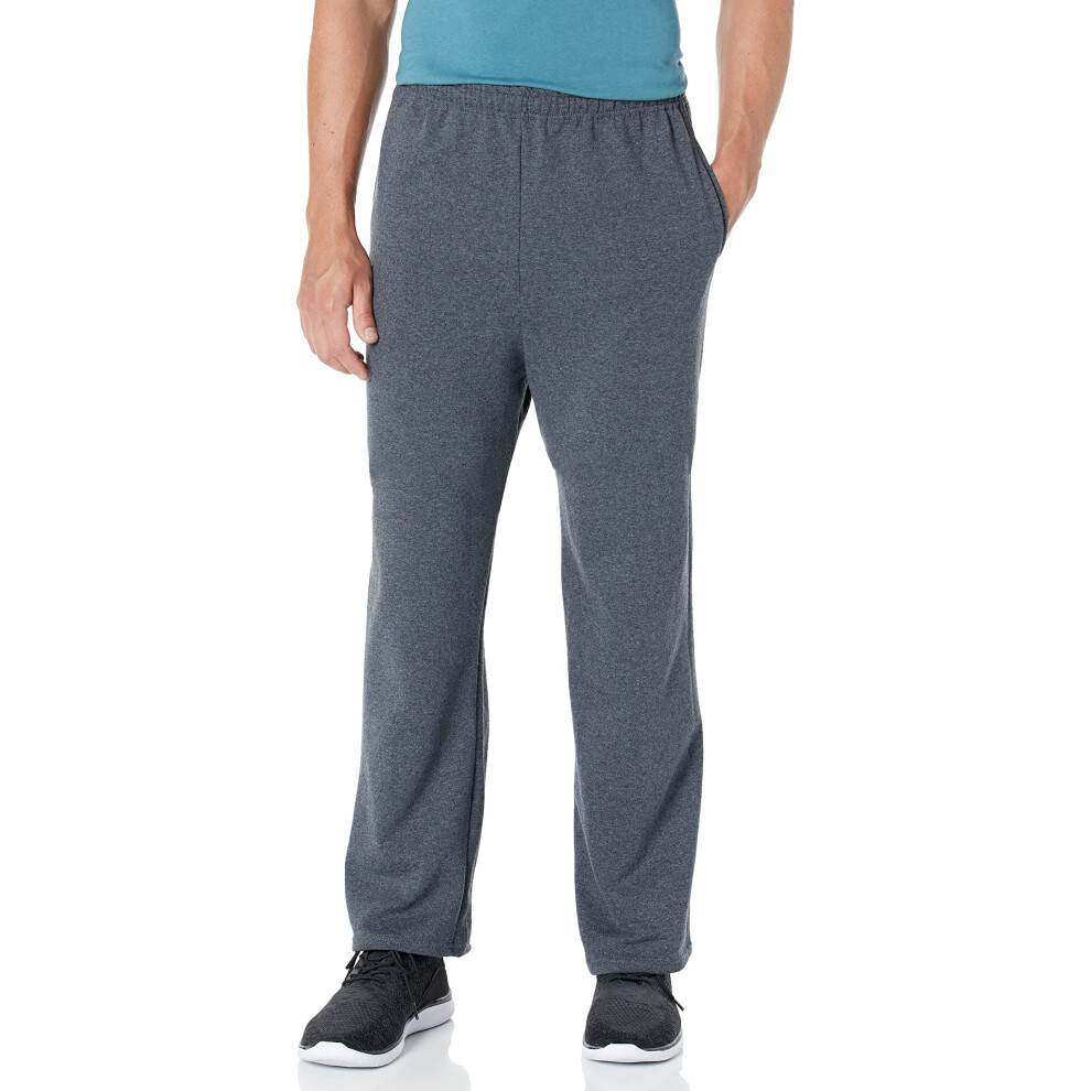 Pantalon de surv   tement en polaire     bas ouvert pour homme Jerzees - Black Heather Large US