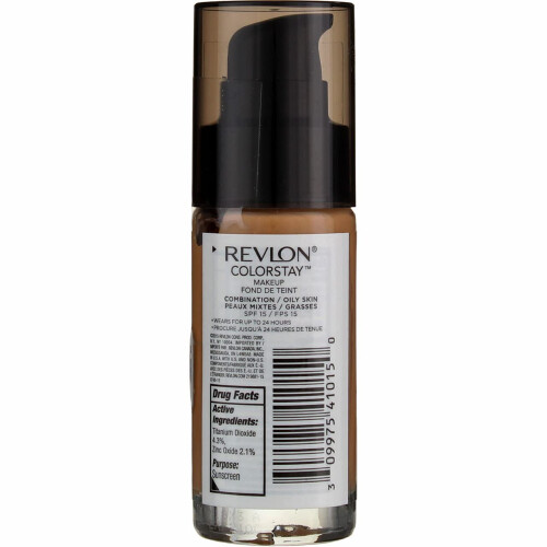 Revlon Revlon Liquid Foundation, ColorStay Make-up für Mischhaut & fettige Haut, SPF 15, langanhaltend, Toast (370), 1.0 2