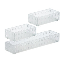 Like-it Bricks 90078 Storage bin 2.76"" x 5.51"" x 1.69""h 2.76"" x 11.02"" x 1.69""h Translucent White