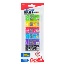 Pentel Hi-Polymer Block Eraser -v   rit, pienet, lajitelma v   rit, 6 kpl (ZEH05CRBP6M)