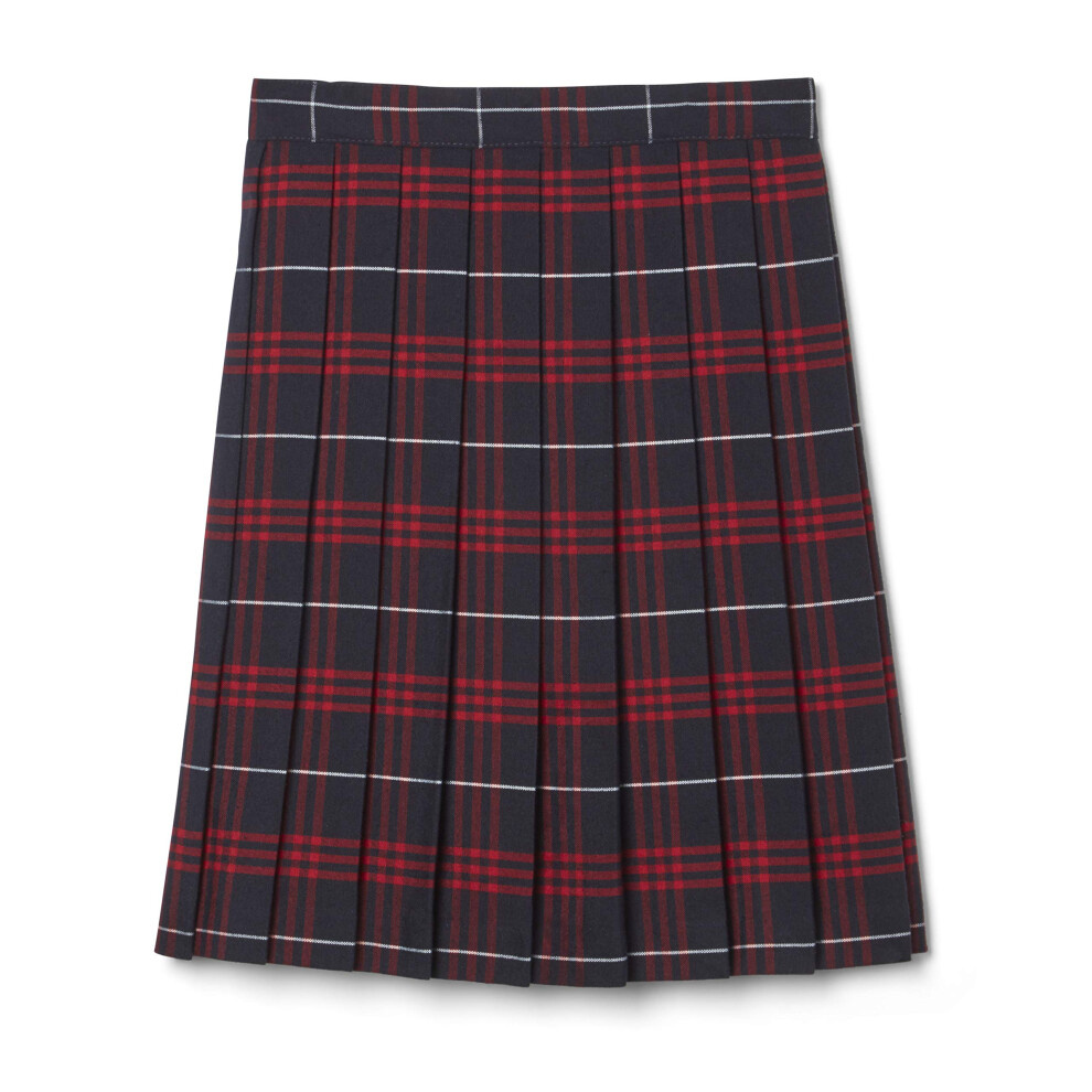 French Toast Big Girls' Plaid Pleated Skirt Navy/Red 7