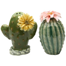 StealStreet SSCG20893 313 Painted Pair of Cactus Flowers Salt and Pepper Shakers Green