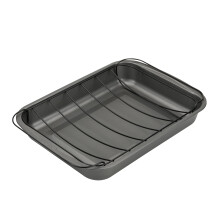 Good Cook neprilnav    velk    panvica na pecenie s ro   tom 38 x 28 cm siv