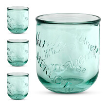 AMICI Home Vino Placi de vin fara stem | 12 oz | Sticla verde reciclata italiana | Tumblers de apa dragu?a pentru cocktailuri de suc de bere de v