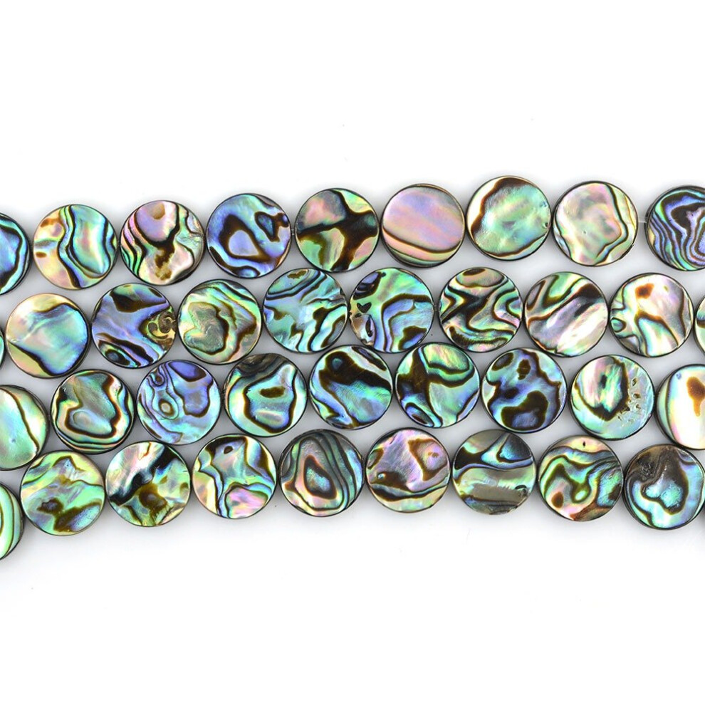 Hilo De Cuentas Planas De Concha De Abul N Natural De 10 Mm, 16 Pulgadas, Para Hacer Joyas-image