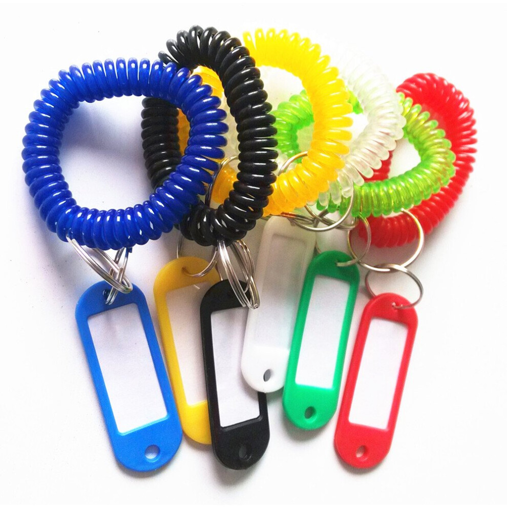 Yueton Pack Of 6 Colorful Spring Spiral Wrist Coil Key Chain Label Wrist Band Key Ring Key Tag 6957316608267