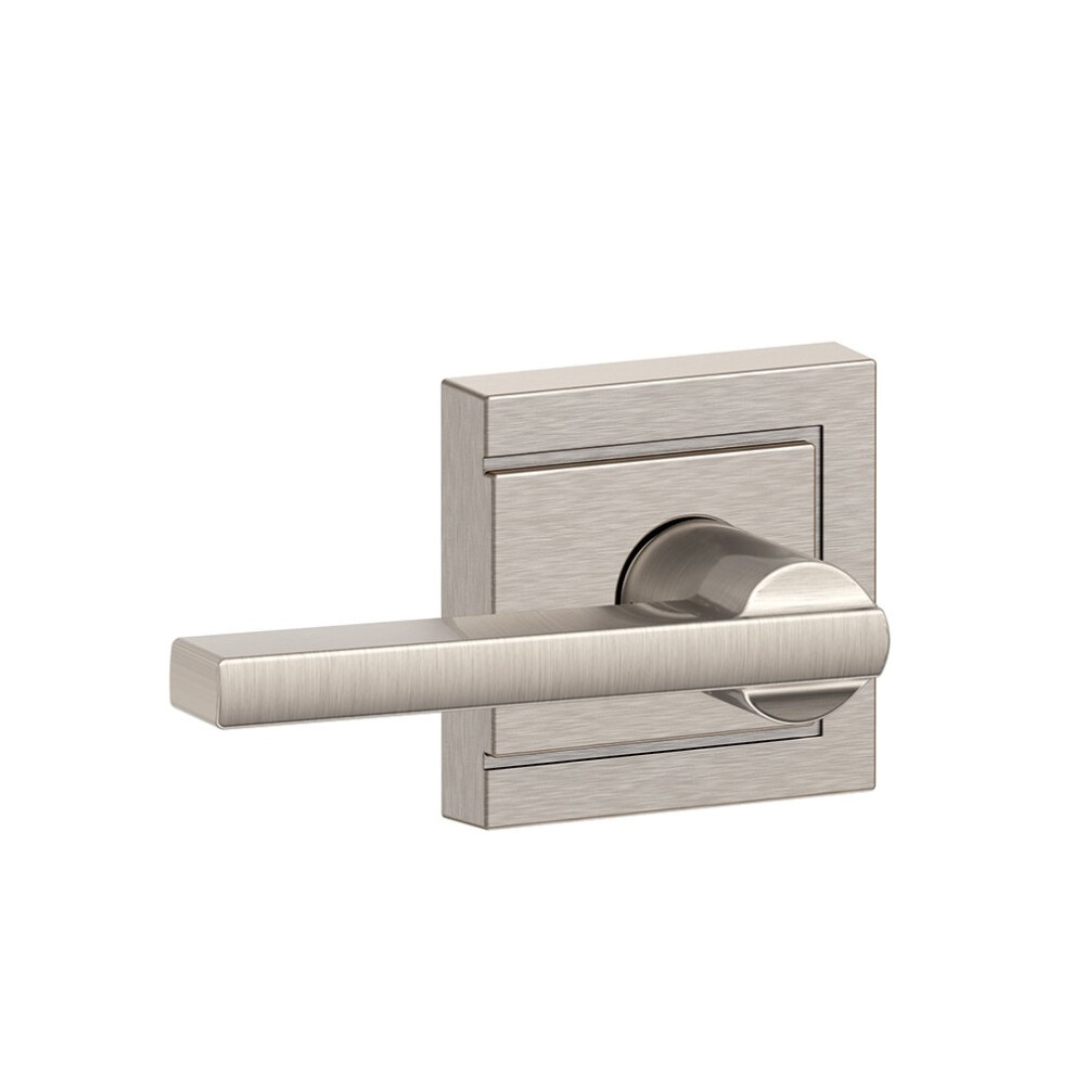 Photos - Door Handle SCHLAGE F10 LAT 619 ULD Latitude Lever with Upland Trim Hall and Closet Lock Satin Nickel F10LAT619ULD