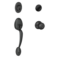 ScHLAgE Plymouth Single cylinder Handleset and georgian Knob Matte Bl