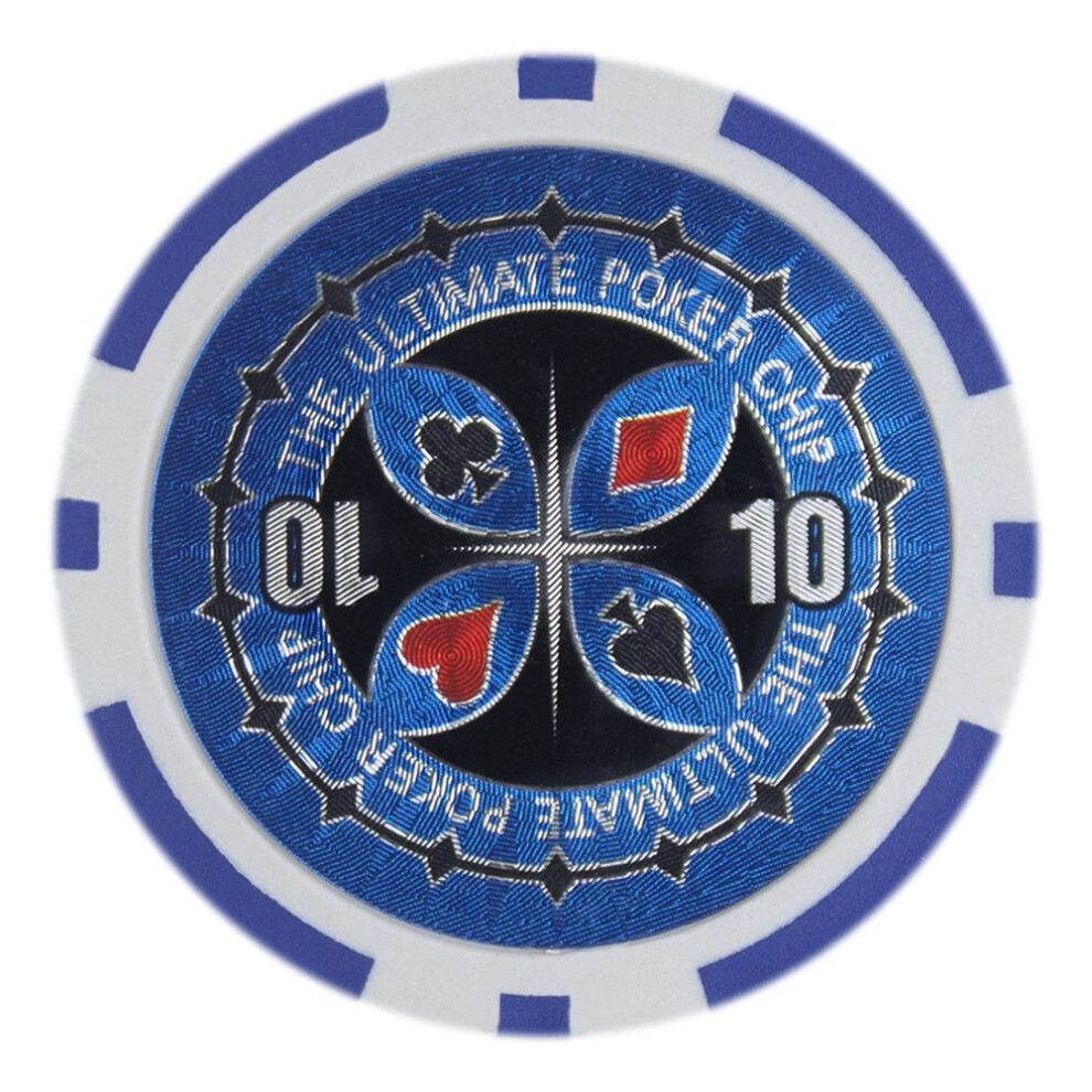 Jetons de poker Brybelly Holo Inlay en composite d'argile lourd de 14 grammes - Paquet de 50 (10 $ bleu)