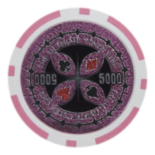 Brybelly Holo Inlay Poker Chips Heavyweight 14-gram Clay Composite - Paket om 50 ($5000 Pink)