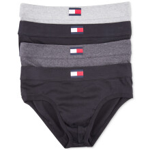 Tommy Hilfiger Lot de 4 slips en coton pour homme Noir Medium