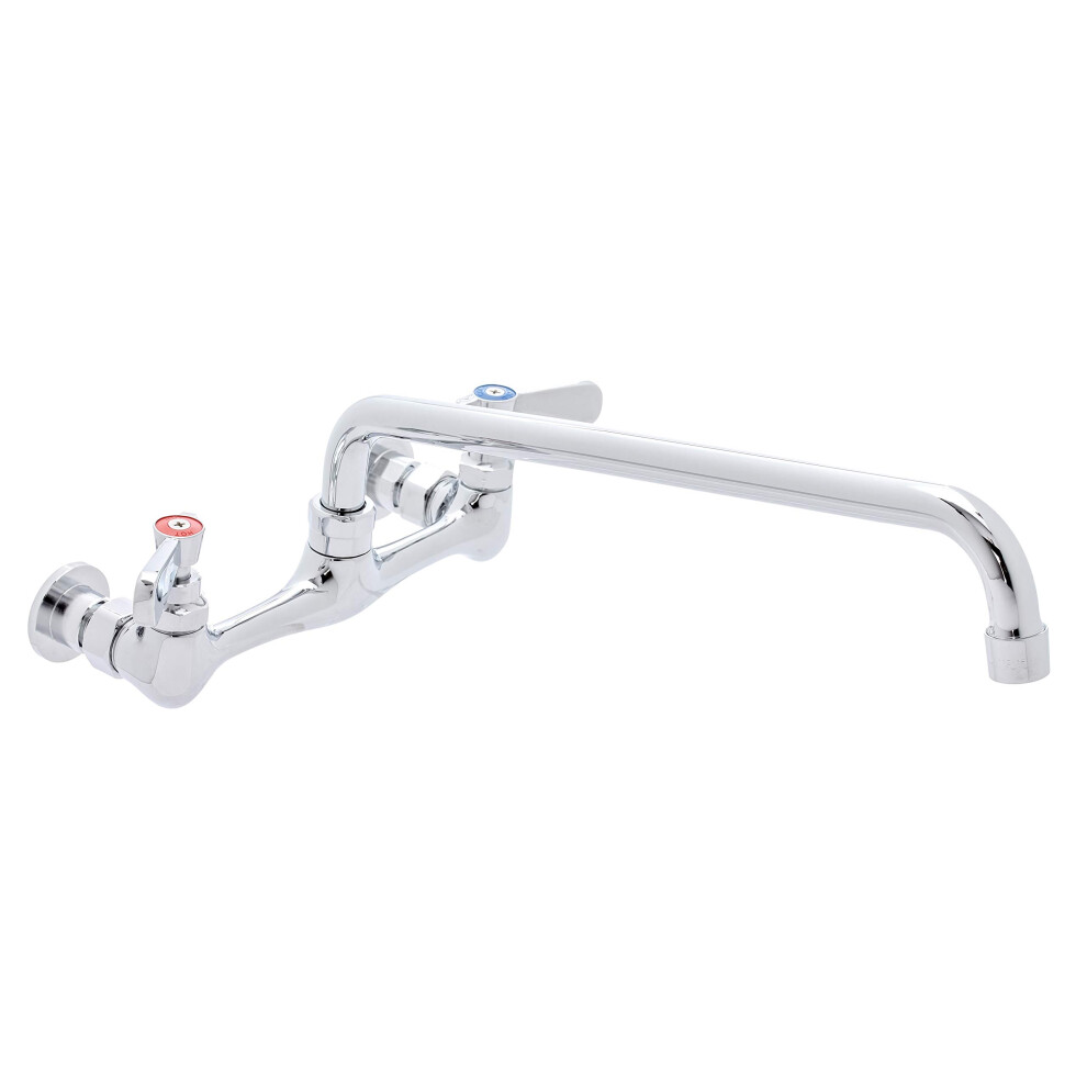 Kitchen Sink Faucet Wall Mount  DuraSteel 8 Center Commercial Kitchen Sink Faucet with 12 Swivel Spout  Dual Lever Handles