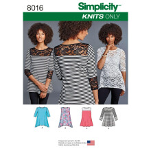Simplicity 8016 Women's Knit Top Sewing Patterns Sizes XXS-XXL
