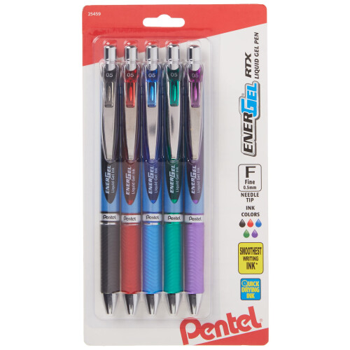 Pentel Pentel EnerGel RTX Αναδιπλούμενο Στυλό Gel (0.5mm), Μεταλλική Μύτη, 5 Χρώματα 2