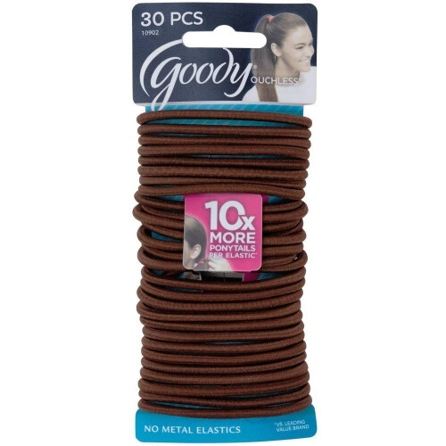Goody Ouchless Élastiques sans métal 4mm Chocolat 30 par pack (total 90)