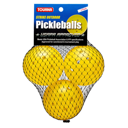 TOURNA Strike Μπάλες Pickleball Εξωτερικού (3 Τεμάχια) - Εγκεκριμένο από USAPA, Κίτρινο