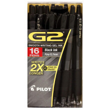 Pilot G2 Gel Roller Ball Fine Black - 16 Pennor