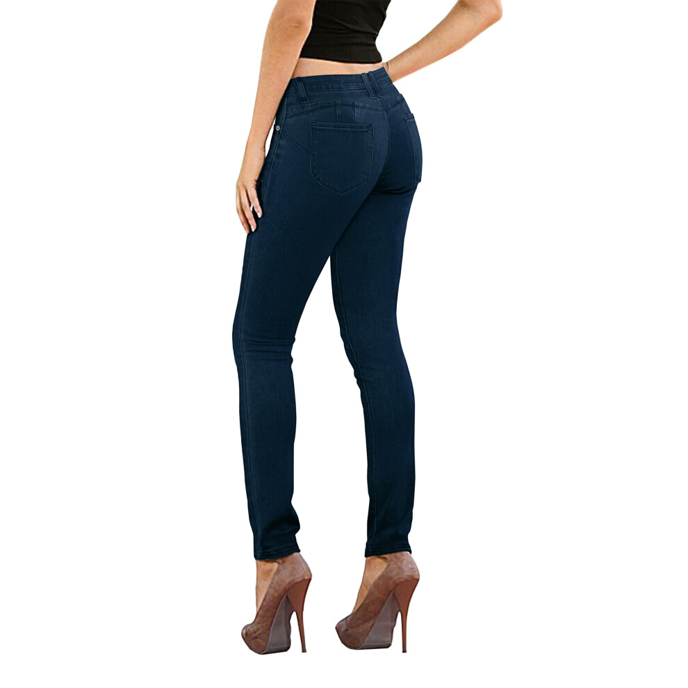 Jean en denim extensible pour femme avec effet liftant les fesses P37374SK Indigo 13