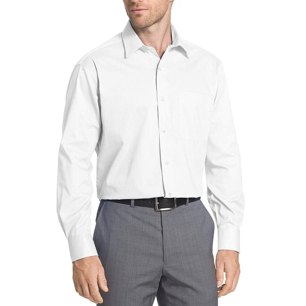 Tommy Hilfiger mens Regular Fit Non Iron Solid Dress Shirt  White  14.5 Neck 32 -33 Sleeve Small US