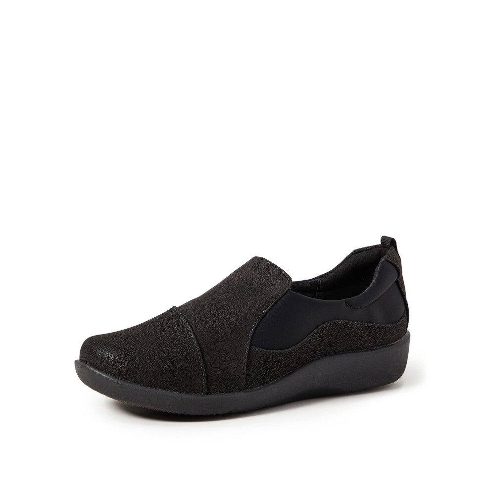 Mocassins     enfiler Sillian Paz pour femme de Clarks en nubuck synth   tique noir, pointure 8, US