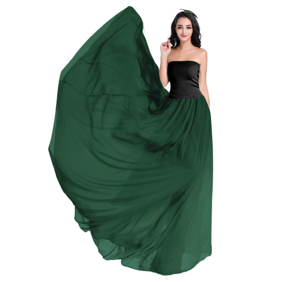 Jupe longue fluide en mousseline transparente pour femme v28 - Grande taille - Blanche - Noire - V   tement d'   t    (XS, Jungle)