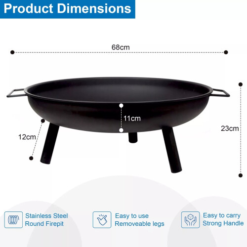 Round Fire Pit Folding  Log Burner Outdoor Camping 1