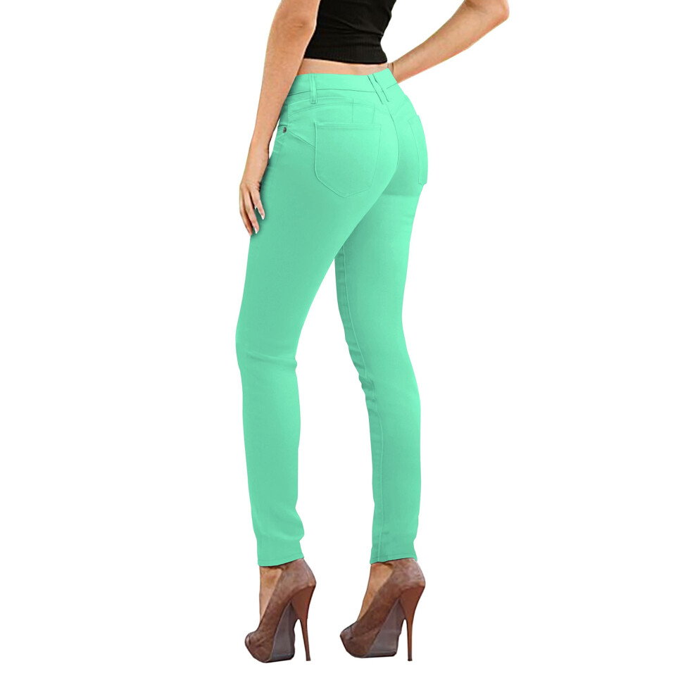 Jean en denim extensible pour femme avec effet liftant les fesses P43305SKX Menthe 20