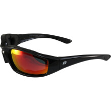 Slnecn okuliare Birdz Eyewear Oriole Padded na motorku, leskl cierne r my, cerven reflexn o ovky G-Tech