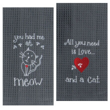Conjunto de Toalhas Bordadas Kay Dee Designs - Você Me Conquistou com um Miado & Amor de Gato