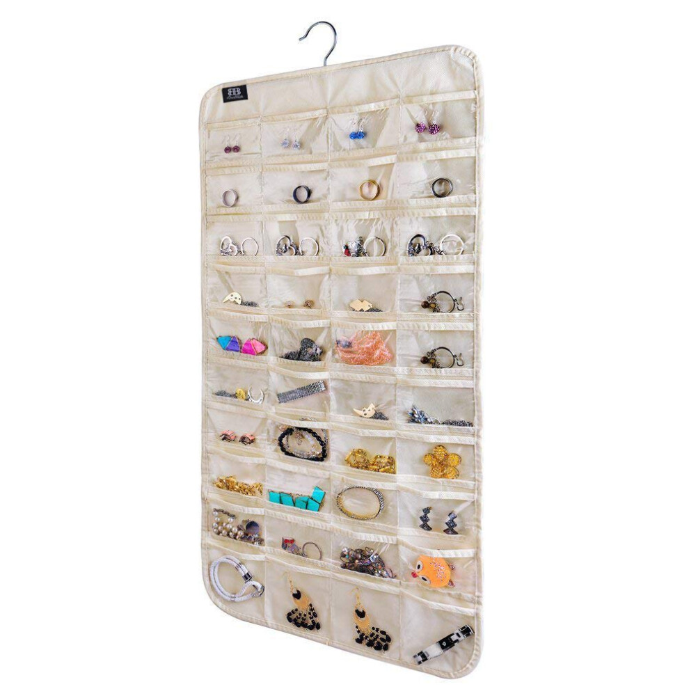 Bb Brotrade H Ngender Schmuck-Organizer, Zubeh R-Organizer, 80 Taschen-Organizer Zur Aufbewahrung Von Schmuck (Beige)-image
