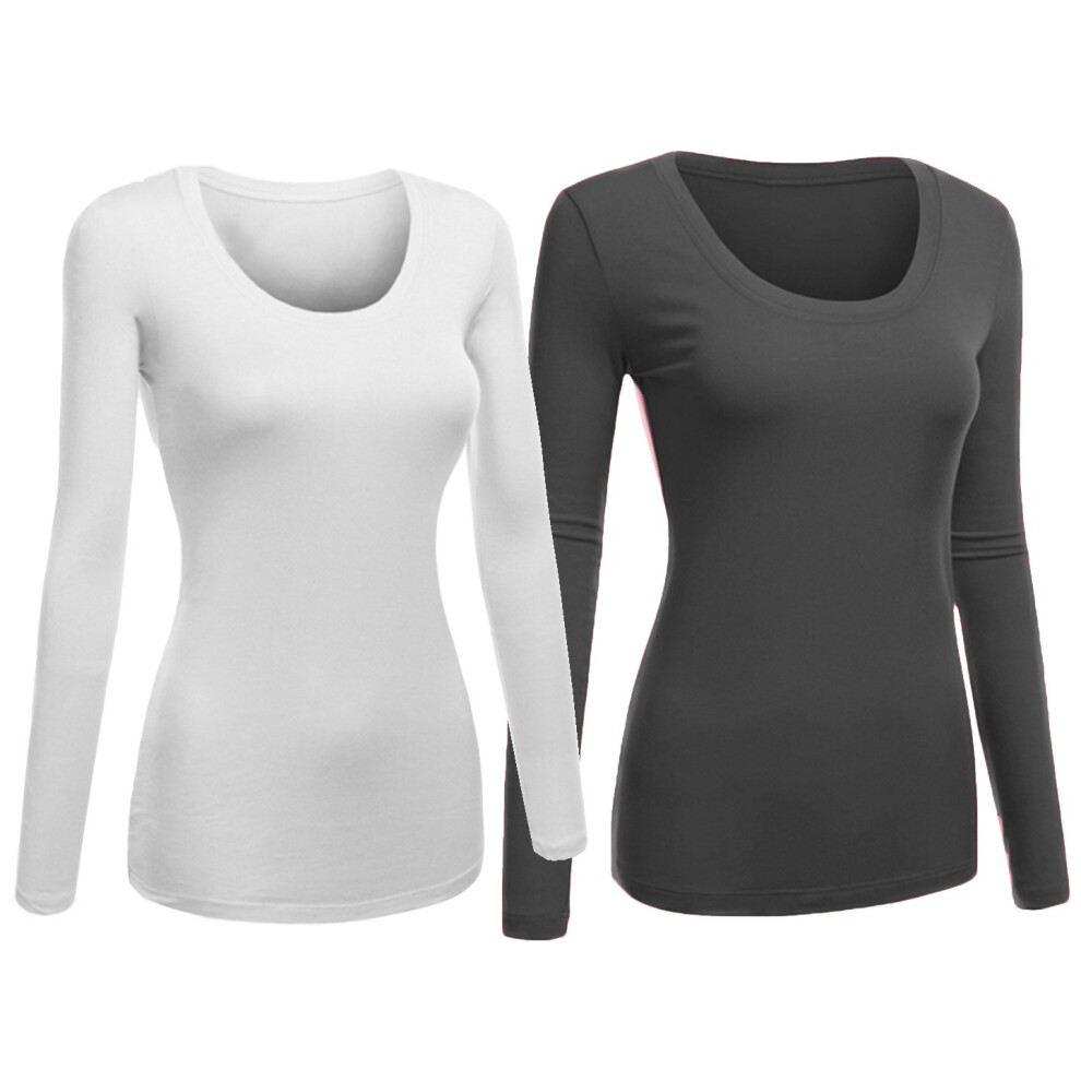 T-shirt basique     col rond et manches longues pour femme Emmalise, taille junior et grande