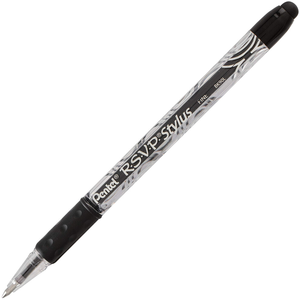 Pentel Rsvp Stylus Ballpoint Pen Fine Line Ink (Bk90l-A) (12 Count) Black