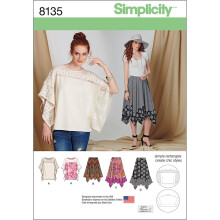 Simplicity 8135 Gemakkelijk te naaien dames tuniek en rok naaipatronen maten XSXL