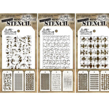 Tim Holtz - Nine Mini Layering Stencils - Numeric Houndstooth Rings Honeycomb Schoolhouse Dot Fade Tiles Harlequin and Splotches - AKA SETS 7 8 &