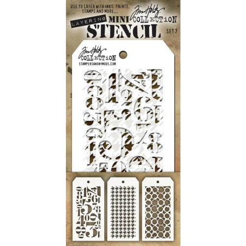 Tim Holtz  Nine Mini Layering Stencils  Numeric  Houndstooth  Rings 1