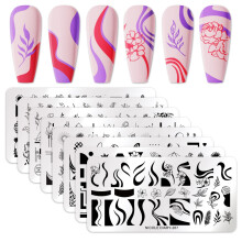 Born Pretty Nagelkonst Stämplar Set Blommor och Växter 8PCS