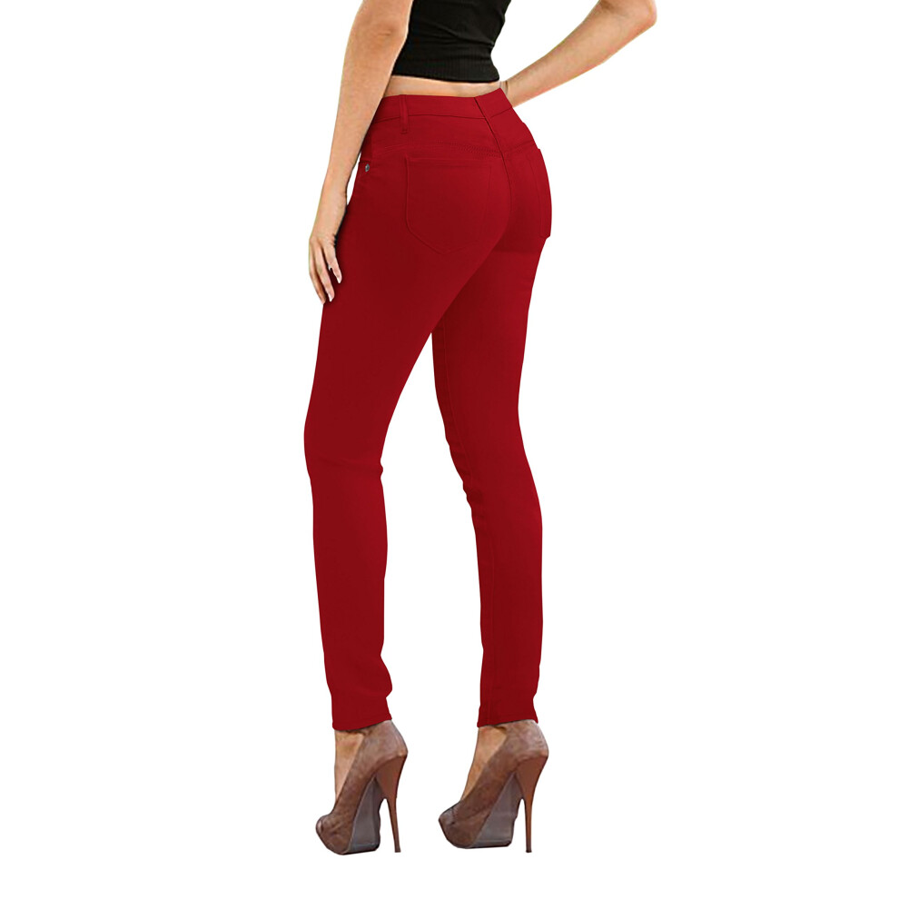 Pantalon en serg    extensible coupe skinny pour femme P19416SKX RED 20