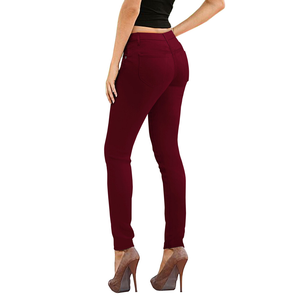 Pantalon en serg    extensible coupe skinny pour femme P31711SKX Vin 22