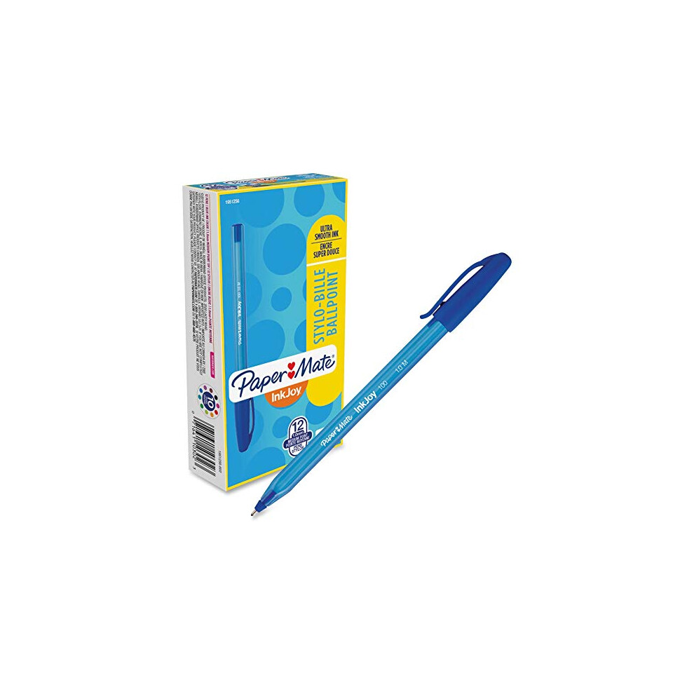 Paper Mate InkJoy 100ST Ballpoint Pens  Medium Point  Blue  Box of 12 1951256