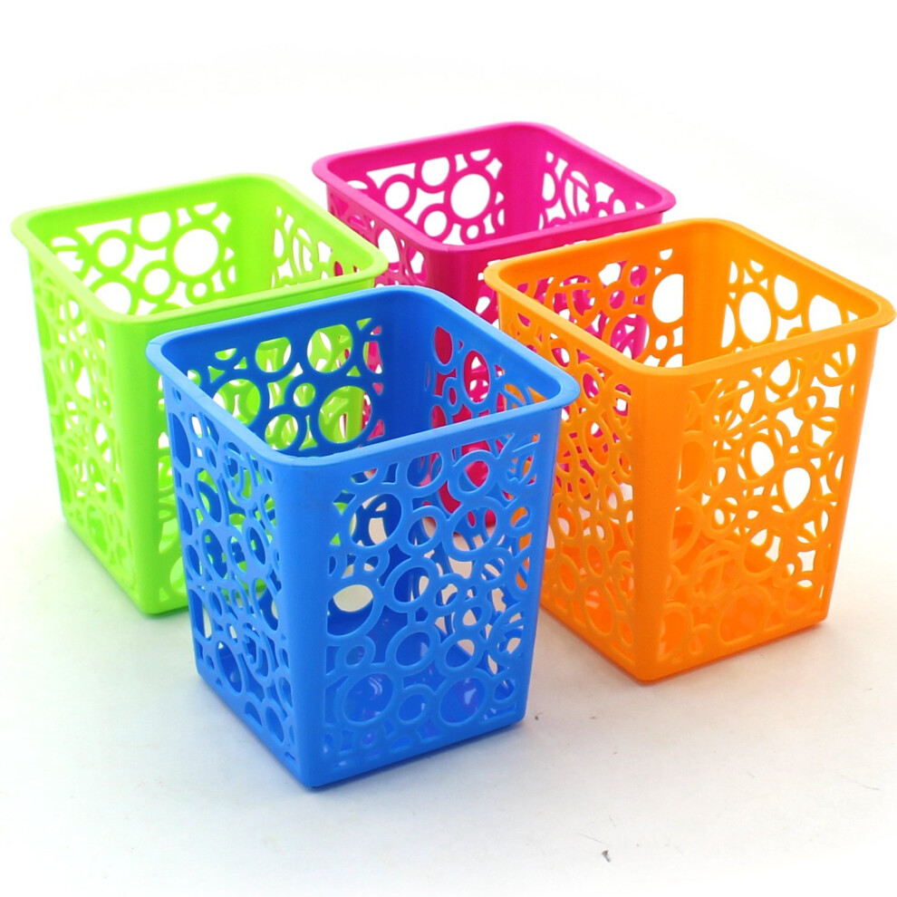 Z ZICOME Lot de 4 paniers de rangement pour bureau, organiseur de bureau, porte-crayons creux
