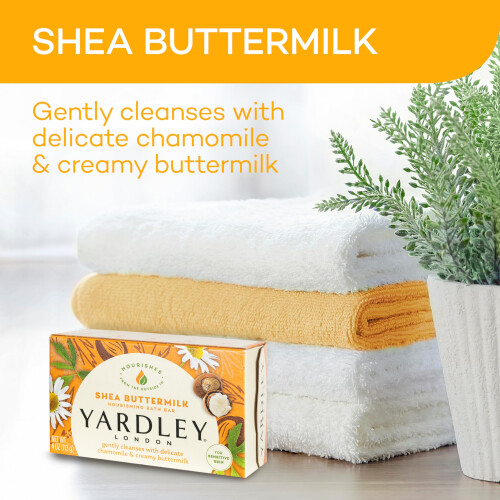 Yardley Yardley London Shea Buttermilk Ευαίσθητο Δέρμα Ενυδατική Μπάρα Σαπουνιού, 4.25 oz, 2 Τεμάχια 2