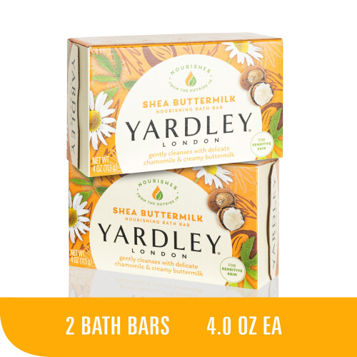Yardley Yardley London Shea Buttermilk Ευαίσθητο Δέρμα Ενυδατική Μπάρα Σαπουνιού, 4.25 oz, 2 Τεμάχια 1