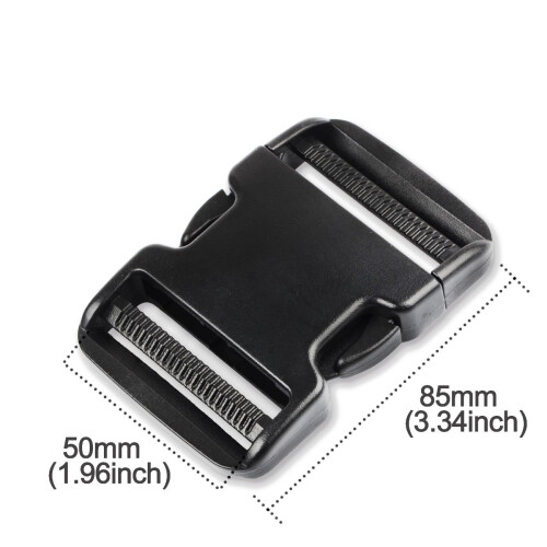Fivelas Planas Duplas Ajustáveis DYZD 50mm (2PCS, Preto) 1